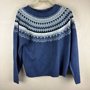 Original Weatherproof Vintage Blue Fair Isle Crew Neck Sweater Women’s medium